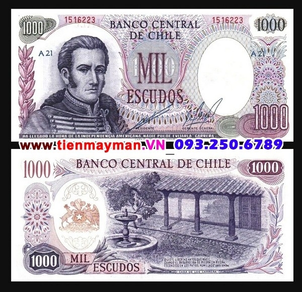 Tiền giấy Chile 1000 escudos 1967 UNC