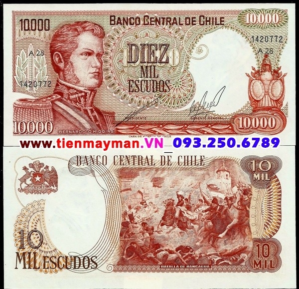 Tiền giấy Chile 10000 escudos 1967 UNC