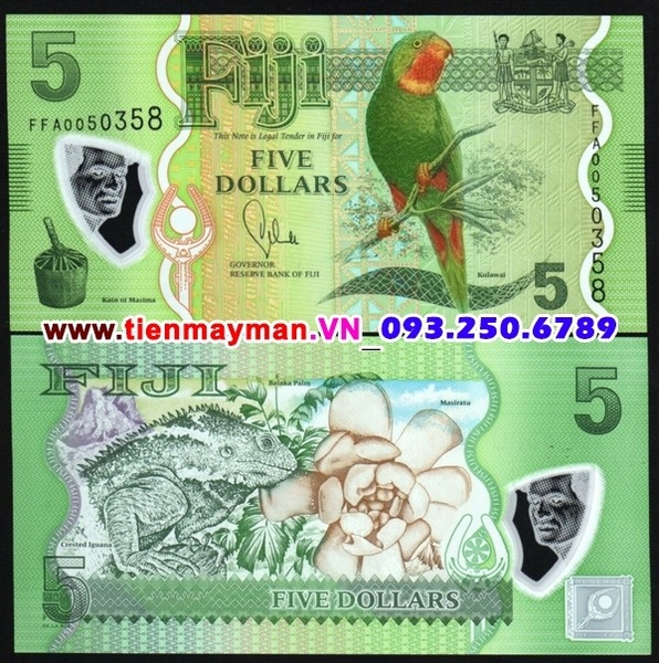 Tiền giấy Fiji 5 Dollar 2013 UNC polymer