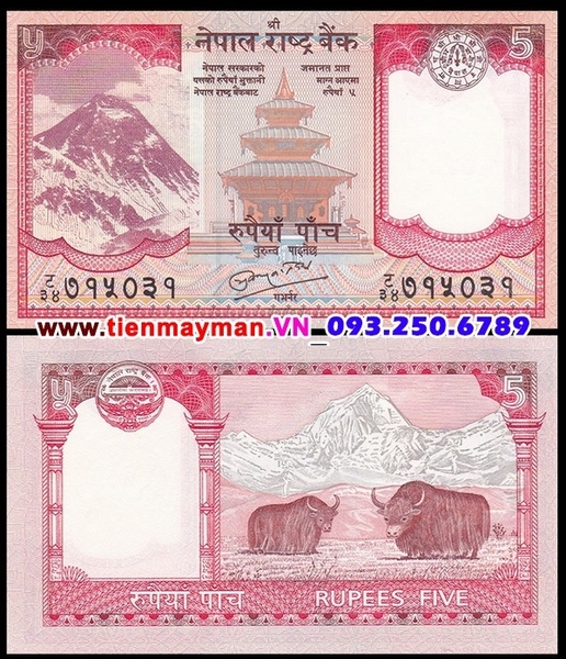 Tiền giấy Nepal 5 Rupees 2009 UNC