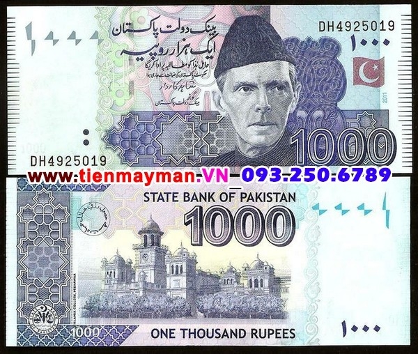 Tiền giấy Pakistan 1000 Rupees 2011 UNC