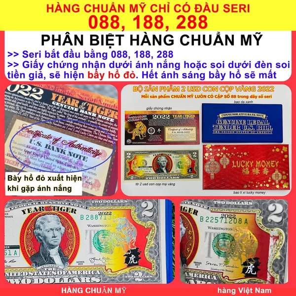 HƯỚNG DẪN PHÂN BIỆT 2 USD HÌNH CON cọp CHÍNH HÃNG