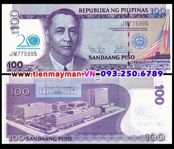 Tiền giấy Philippines 100 Piso 2013 UNC