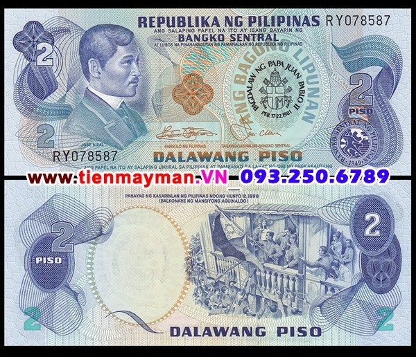 Tiền giấy Philippines 2 Piso 1978 UNC