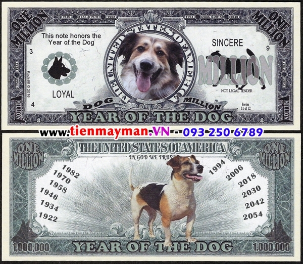 quà tặng tiền hình con chó may mắn của Mỹ
