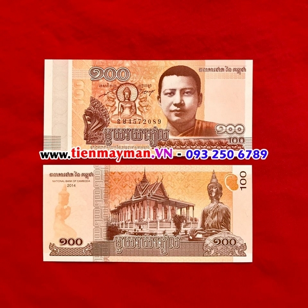 Tiền Campuchia In Hình Phật thếp 100 tờ