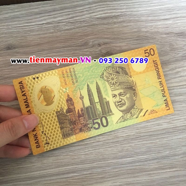 Tiền lưu niệm 50 Ringgit Malaysia mạ vàng plastic