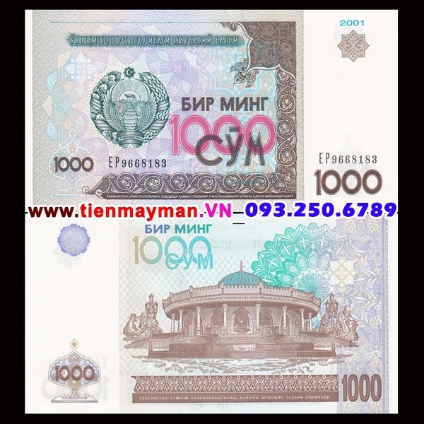 Tiền giấy Uzbekistan 1000 Sum 2001 UNC