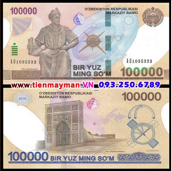 Tiền giấy Uzbekistan 100000 Sum 2019