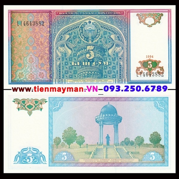 Tiền giấy Uzbekistan 5 Sum 1994 UNC