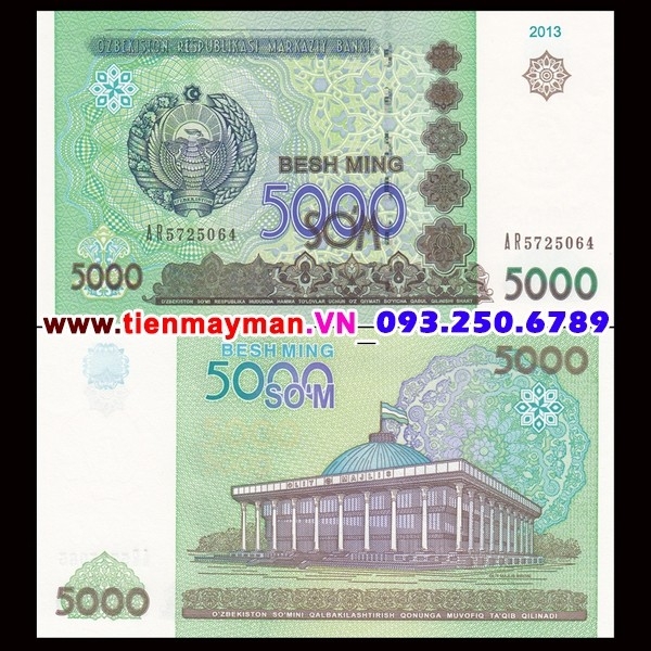 Tiền giấy Uzbekistan 5000 Sum 2013 UNC