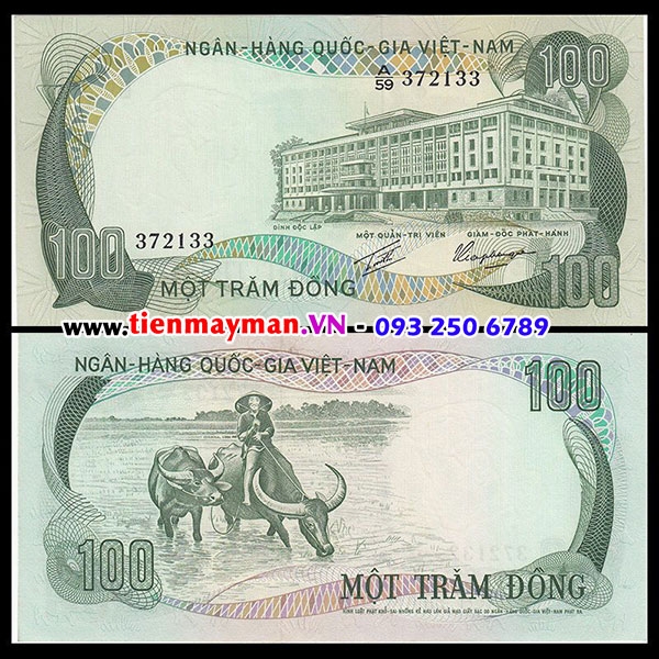 Tiền VNCH 100 Đồng con trâu 1972 P-31 | 100 Đồng 1972 | Bộ Thú năm 1972
