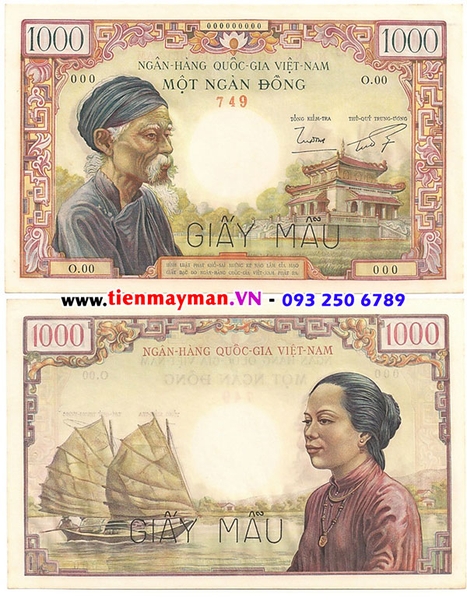 Tiền VNCH 1000 Đồng ông bà già 1955 [chưa phát hành] SIÊU HIẾM P-4a