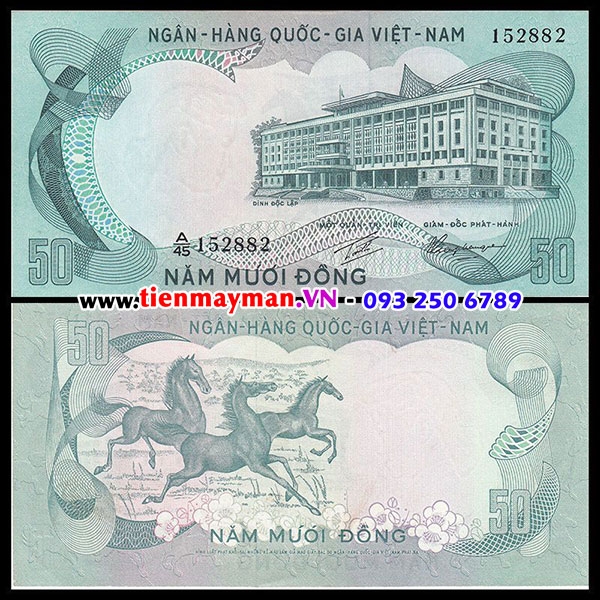Tiền VNCH 50 Đồng con ngựa 1972 P-30 | 50 Đồng 1972 | Bộ Thú năm 1972