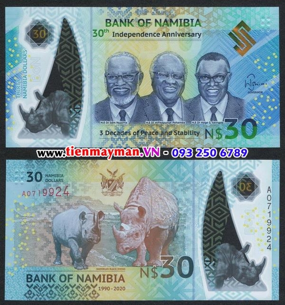 Tiền giấy Namibia 30 Dollar 2020 UNC polymer