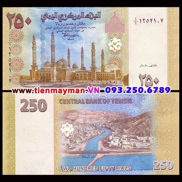 Tiền giấy Yemen 250 Rial 2009 UNC