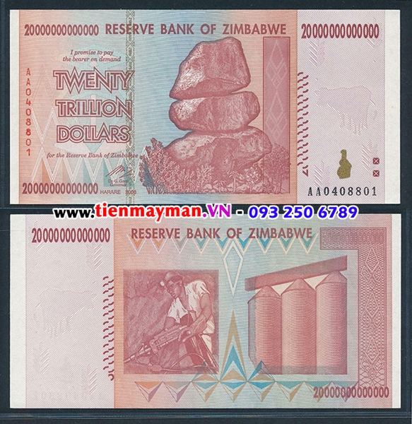 Tiền Zimbabwe 20 Nghìn Tỷ 2008