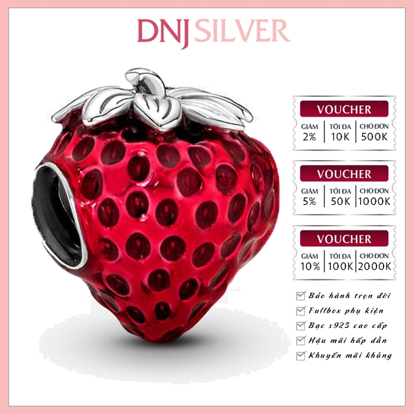 [Chính hãng] Charm bạc 925 cao cấp - Charm Seeded Strawberry Fruit thích hợp để mix vòng tay charm bạc cao cấp - DN749