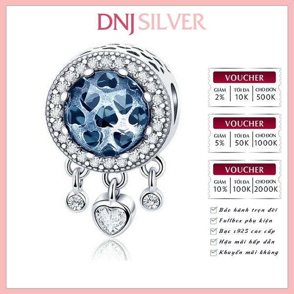 [Chính hãng] Charm bạc 925 cao cấp - Charm Blue Brilliant Heart thích hợp để mix vòng tay charm bạc cao cấp - DN716