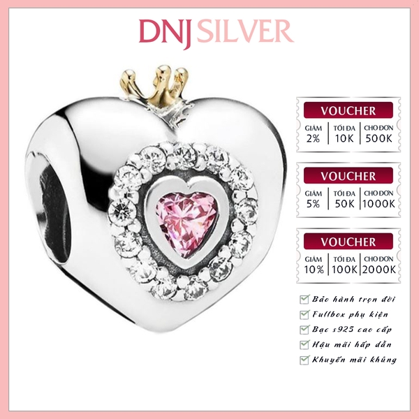[Chính hãng] Charm bạc 925 cao cấp - Charm Princess Heart thích hợp để mix vòng tay charm bạc cao cấp - DN638