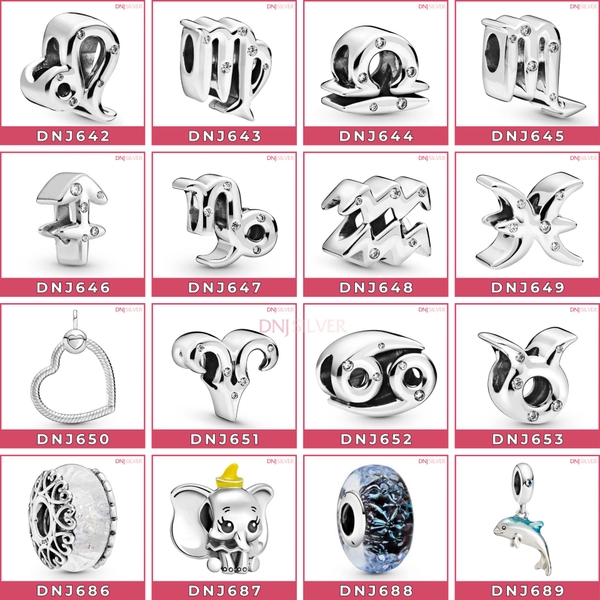 Vòng charm bạc 925, DNJ Silver, DNJ, Trang sức bạc, Vòng Pandora, Pandora, Charm Pandora, Nhẫn Pandora