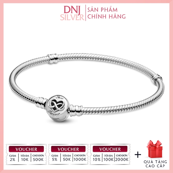 Vòng tay charm bạc 925 cao cấp - Vòng charm Moments Heart Infinity Clasp Snake Chain - Vòng tay dành cho nam và nữ - Vòng mềm