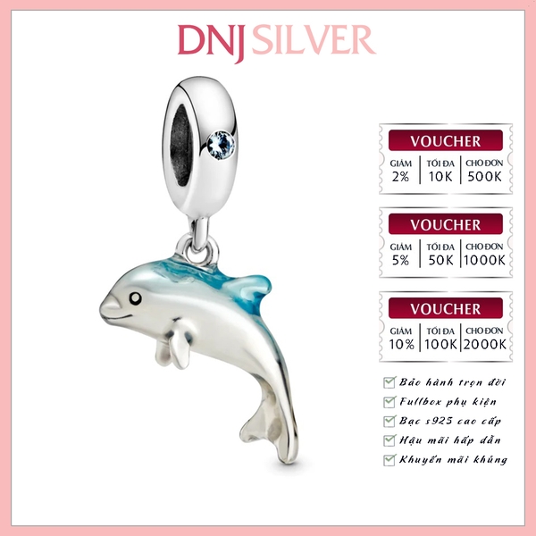 [Chính hãng] Charm bạc 925 cao cấp - Charm Shimmering Dolphin Dangle thích hợp để mix vòng tay charm bạc cao cấp - DN485