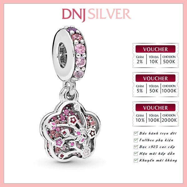[Chính hãng] Charm bạc 925 cao cấp - Charm Pavé Peach Blossom Flower thích hợp để mix vòng tay charm bạc cao cấp - DN342