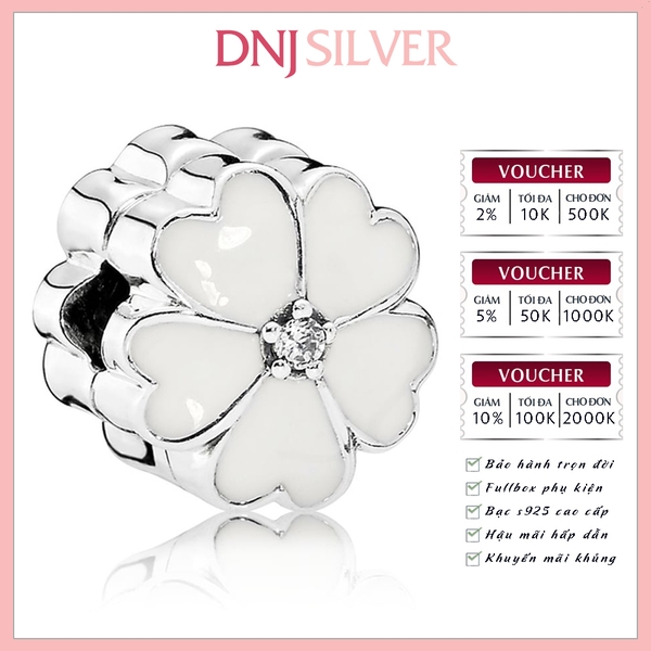 [Chính hãng] Charm bạc 925 cao cấp - Charm White Primrose Clip thích hợp để mix vòng tay charm bạc cao cấp - DN469