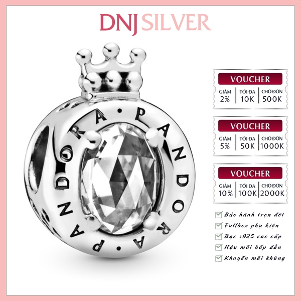 [Chính hãng] Charm bạc 925 cao cấp - Charm Clear Sparkling Crown O thích hợp để mix vòng tay charm bạc cao cấp - DN026