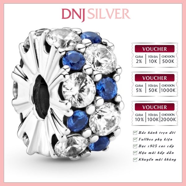 [Chính hãng] Charm bạc 925 cao cấp - Charm Clear & Blue Sparkling Clip thích hợp để mix vòng tay charm bạc cao cấp - DN170