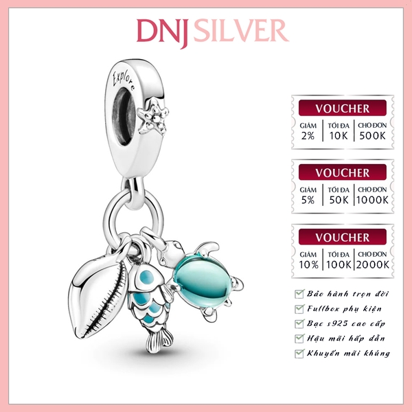 [Chính hãng] Charm bạc 925 cao cấp - Charm Fish, Sea Turtle & Conch Triple Dangle thích hợp để mix vòng tay charm bạc cao cấp - DN479