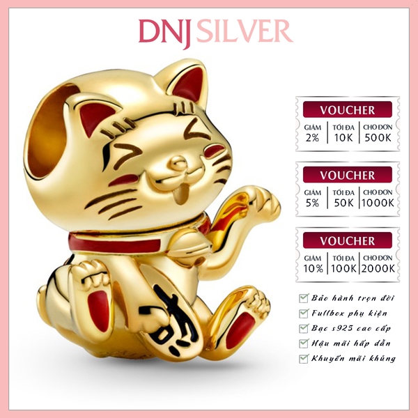 [Chính hãng] Charm bạc 925 cao cấp - Charm Cute Fortune Cat thích hợp để mix vòng tay charm bạc cao cấp - DN255