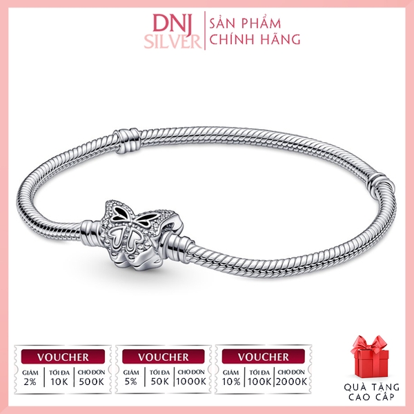 Vòng tay charm bạc 925 cao cấp - Vòng charm Moments Butterfly Clasp Snake Chain - Vòng tay dành cho nam và nữ