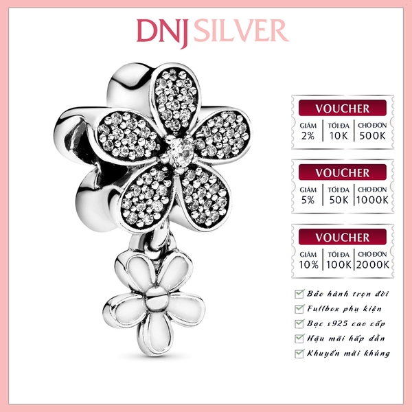 [Chính hãng] Charm bạc 925 cao cấp - Charm Dangling Daisy Flower Pavé thích hợp để mix vòng tay charm bạc cao cấp - DN389
