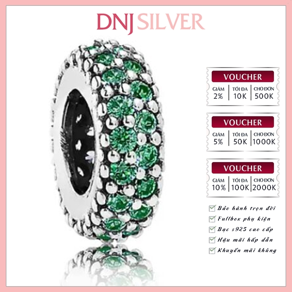 [Chính hãng] Charm bạc 925 cao cấp - Charm Green Pavé Spacer thích hợp để mix vòng tay charm bạc cao cấp - DN206