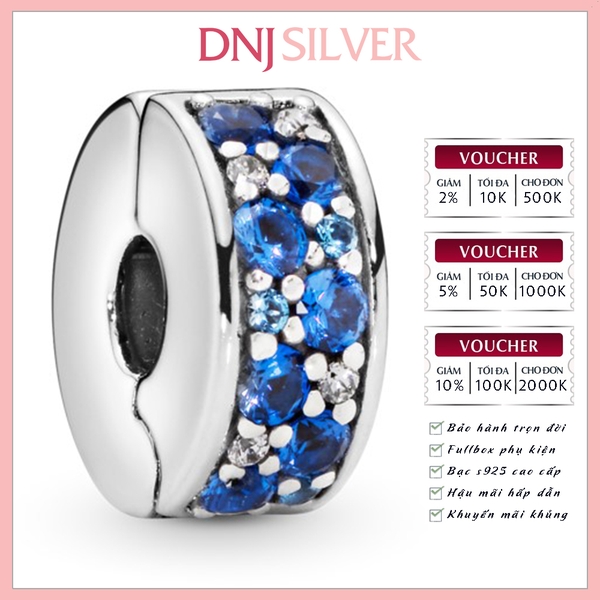 [Chính hãng] Charm bạc 925 cao cấp - Charm Blue Pavé Clip thích hợp để mix vòng tay charm bạc cao cấp - DN205