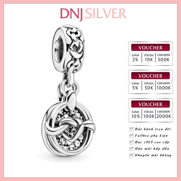 [Chính hãng] Charm bạc 925 cao cấp - Charm Knotted Hearts Dangle thích hợp để mix vòng tay charm bạc cao cấp - DN455