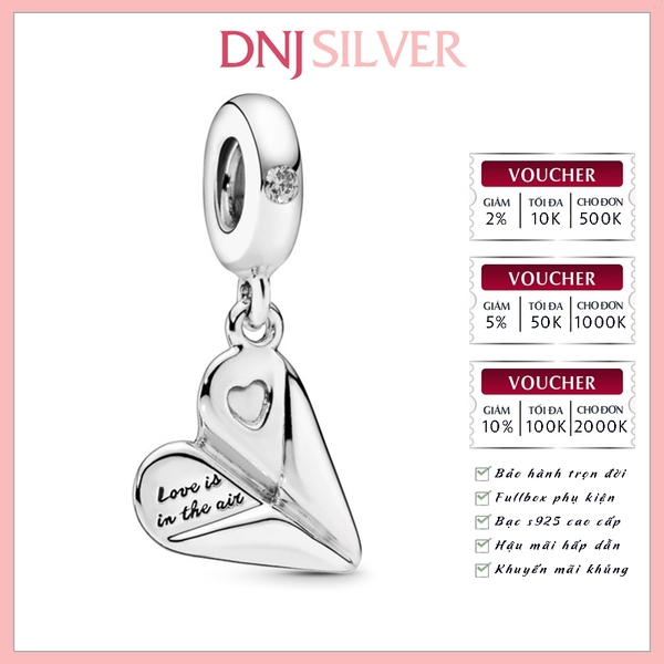 [Chính hãng] Charm bạc 925 cao cấp - Charm Heart Paper Plane Dangle thích hợp để mix vòng tay charm bạc cao cấp - DN454