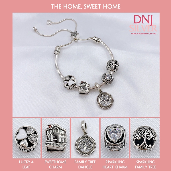Vòng tay bạc S925, vòng tay charm thời trang phong thủy, The Home_Sweet Home - Mã DS0029
