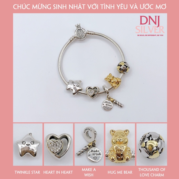 Vòng tay bạc S925, vòng tay charm thời trang phong thủy, Chúc Mừng Sinh Nhật Với Tình Yêu Và Ước Mơ - Mã DS0041