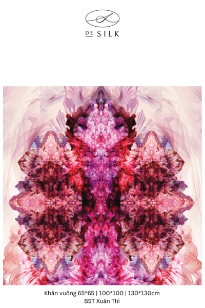 Khăn lụa vuông 65 Regal Reverie họa tiết hoa lan tím