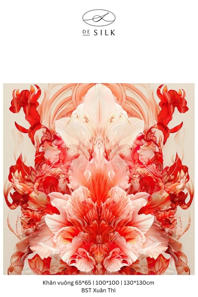 Khăn lụa vuông 65 Phantasmal Gladiolus họa tiết hoa lay ơn cánh kép