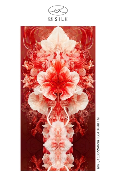 Tấm lụa tơ tằm Phantasmal Gladiolu họa tiết hoa lay ơn