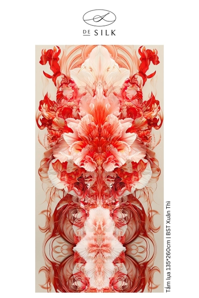 Tấm lụa tơ tằm Phantasmal Gladiolu họa tiết hoa lay ơn cánh kép