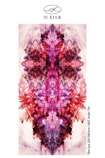 Tấm lụa tơ tằm Regal Reverie họa tiết hoa lan tím
