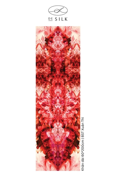 Khăn lụa dài Regal Reverie họa tiết hoa lan đỏ