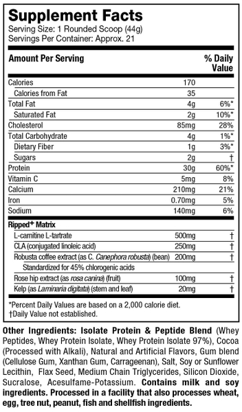 Nutrition Fact NitroTech Ripped