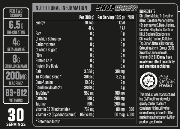 Nutrition Facts ABE Pre Workout