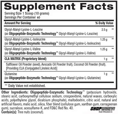 Nutrition Facts Best BCAA 60 Servings